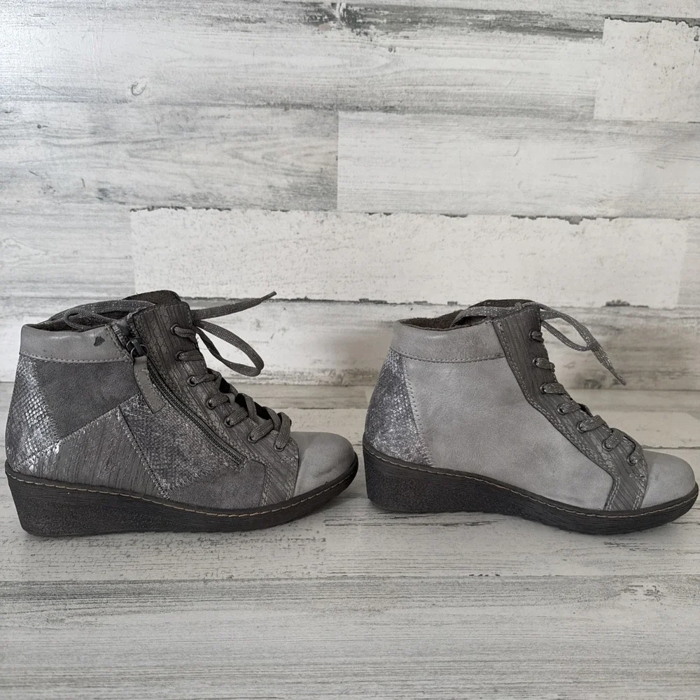 Spring‎ Step Lilou Wedge Booties Womens EU 37 Grey Silver Sneakers